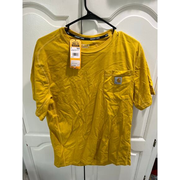 Carhartt Force Men’s M Yellow Pocket T-Shirt TK4616-M Relaxed Fit Workwear NW - Picture 1 of 6